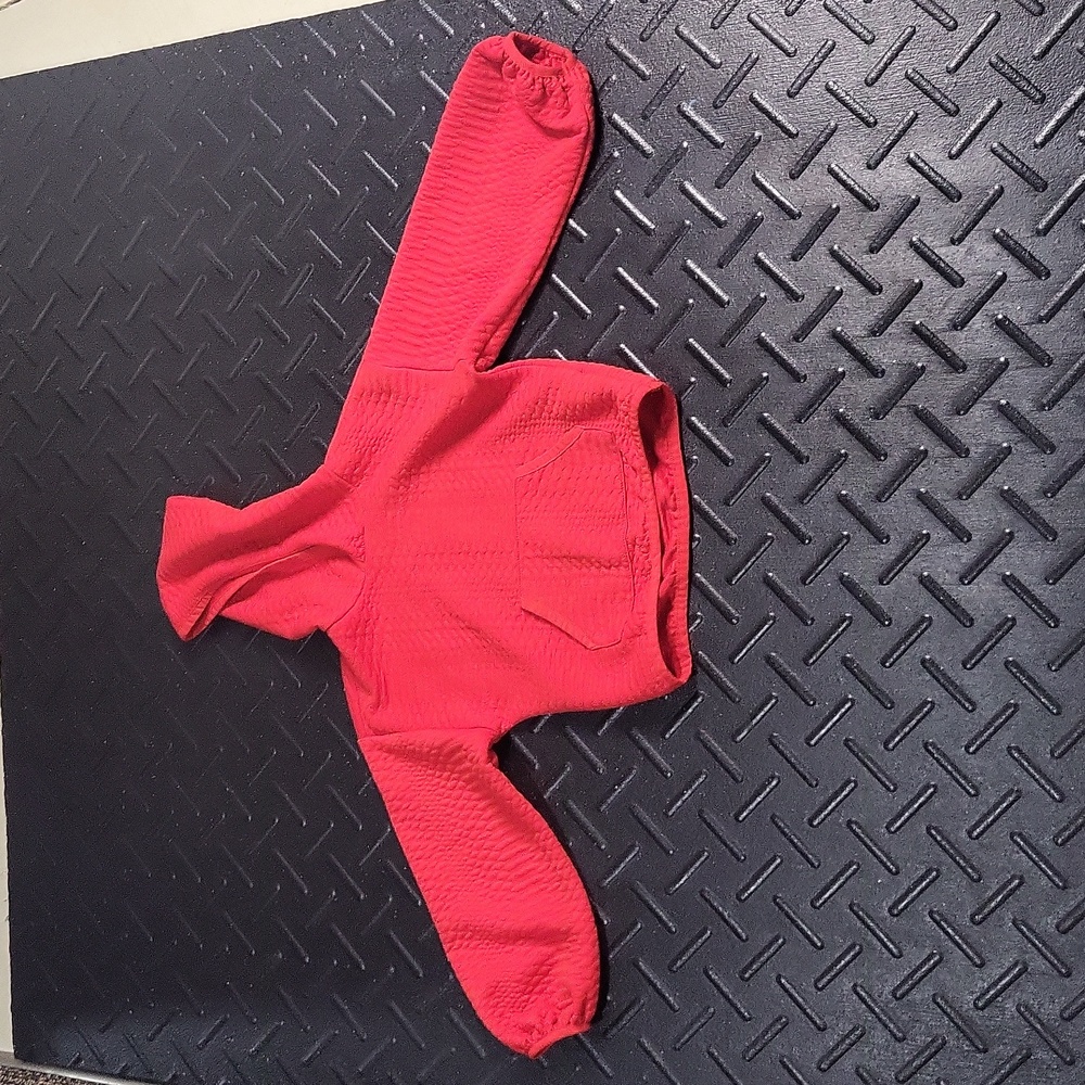 Red patterned hoodie